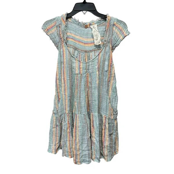 Free People One Maia Wrap Dress Women's Size Small Gauzy‎ Striped Flowy #K13-1 - Image 3