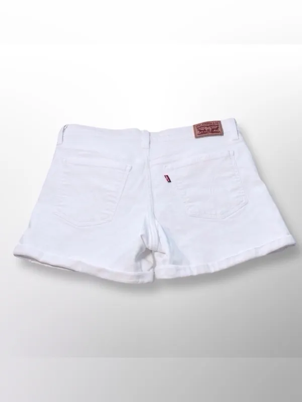 Levi's Denim Shorts White Distressed Rolled Cuff Women's Size 29 - Image 4