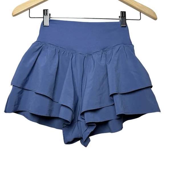 OFFLINE by Aerie Real Me Ruffle Flirty Short Blue Tiered Athletic XS Pickleball - Image 4