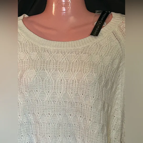 Preswick & Moore Women’s Classic Cream Cable Knit Sweater 3X NWT - Image 3