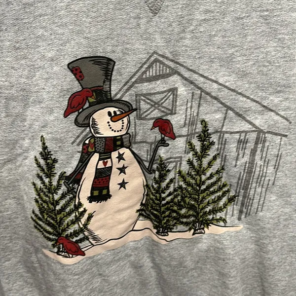 Fruit of the loom vintage snowman holiday crewneck sweatshirt size XL - Image 3