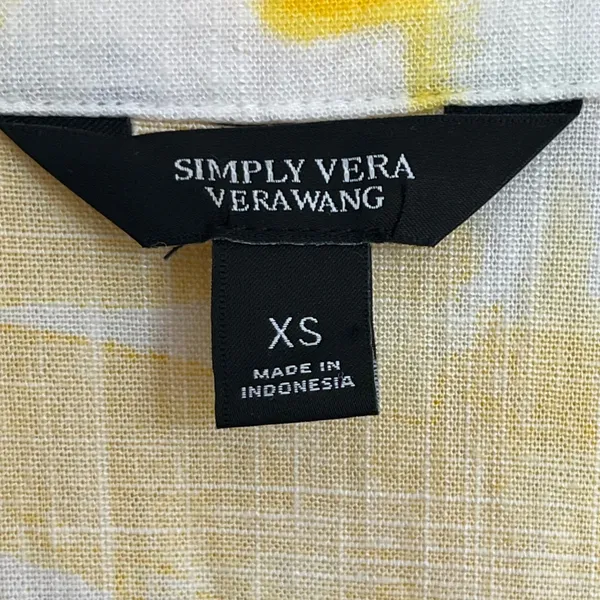 Simply Vera Vera Wang Yellow Floral Linen Blend‎ Tie Back Dress Womens XS - Image 5