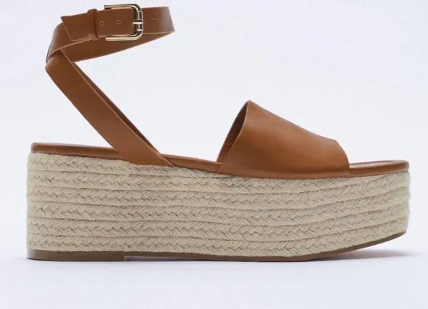 ZARA PLATFORM WEDGE LEATHER SANDALS - Image 3
