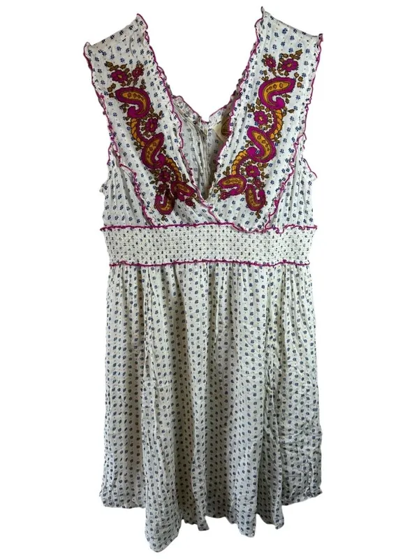 Anthropologie Lilka Maggie Embroidered Paisley Rayon Jersey Dress Size L Boho - Image 4