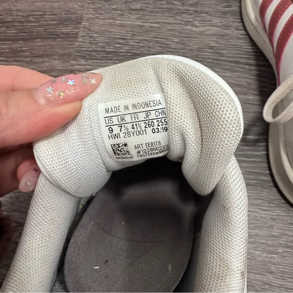 Adidas White Sneakers w/Pink Stripes - Image 11