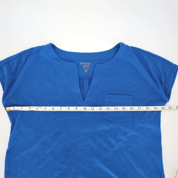 Lilly Pulitzer Luxletic Brodie Blue V-Neck T- Shirt Top Split Back Tee - Size XS - Image 11