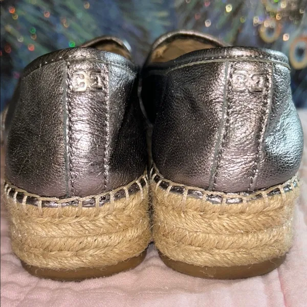 Sam Edelman Size 7 Metallic Silver Woven Slip-On Espadrilles - Image 7