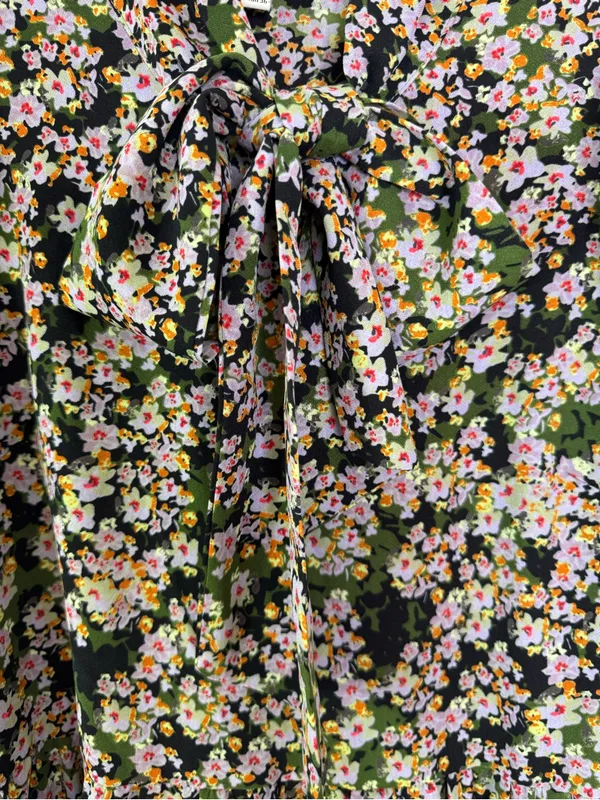 Never Fully Dressed Floral Tie Neck Tiered Loose Fit Midi Maxi Dress Size 4 - Image 9