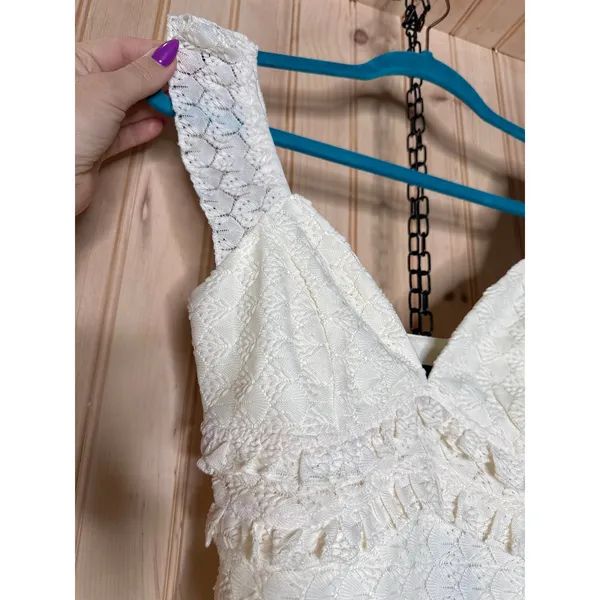NWT Lulus Melosa Ivory Textured Ruffled Mini Dress Party Night Out Resort Sze XS - Image 5