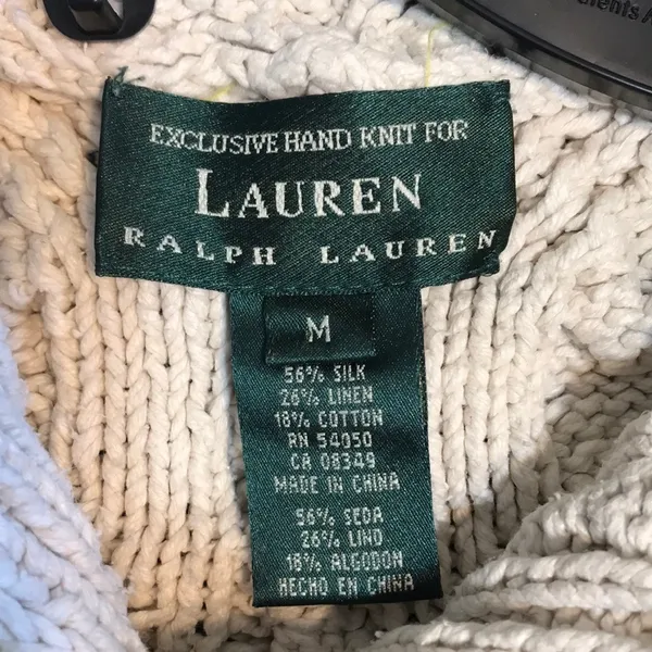 Lauren‎ Ralph Lauren ladies hand knit silk cotton linen blend pullover sweater M - Image 10