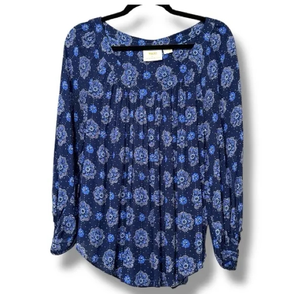 Maeve by Anthropologie size 4 Boswell v-neck blouse 3/4 balloon sleeves dotted - Image 2