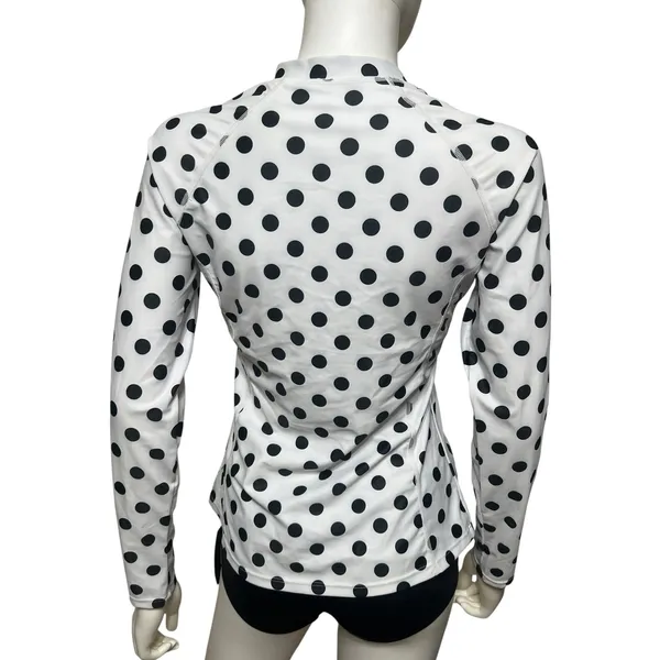 DACI Women QuarterZip Performance Pullover Polka Dot Long Sleeve Swim Top Medium - Image 2