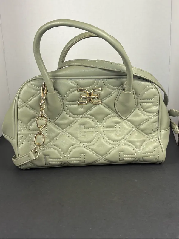 Sam Edelman Purse Bag Sage Green Quilted Faux Leather Satchel - Image 13