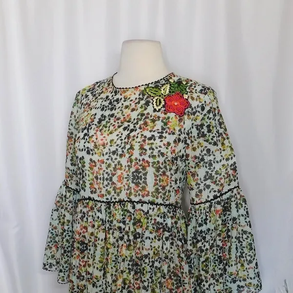 Anthropologie BHANUNI by JYOTI Libra Embroidered Tunic Dress Floral Size 2 - Image 7