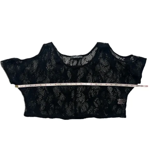 Vintage Peppermint Knit Lace Women’s Crop Top S Cold Shoulder Festival Summer - Image 4