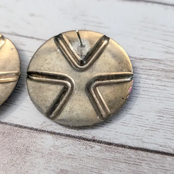 Vintage Stud Earrings For Pierced Ears Retro Circular Extra Large - Image 7