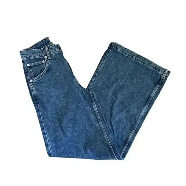 MNG Denim Blue Wash High Rise Wide Leg Cotton Y2K Jeans SZ 1 #1272 - Image 8