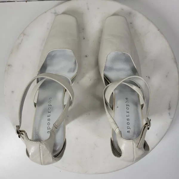 Apostrophe Cate Heels Womens 7.5 White Leather Square Toe Bridal‎ Wedding Party - Image 8