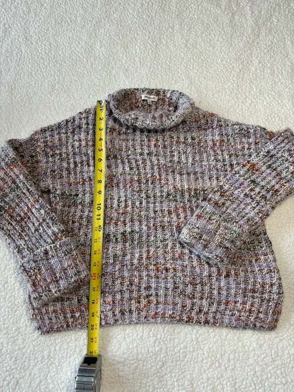 Madewell Rayner Chunky Marled Orchid Mock Neck Cable Knit Winter Sweater Size XS - Image 3