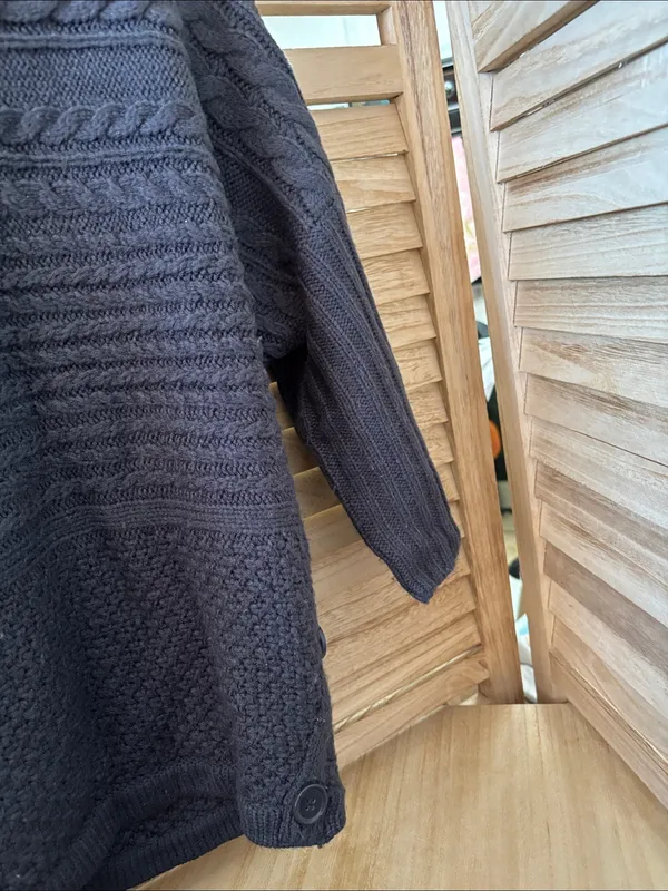 dressbarn Ladies Charcoal Cable Knit Crewneck Sweater Elbow Sleeves Small - Image 3