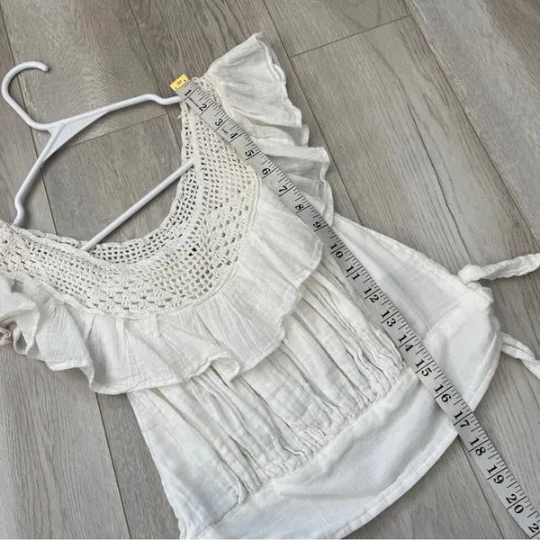 Free People Top crochet yoke crop womens White xsmall boho cottagecore festival - Image 5