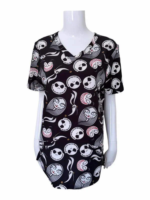 Nightmare Before Christmas Short Sleeve Scrub Top Size Medium Jack Skellington - Image 3