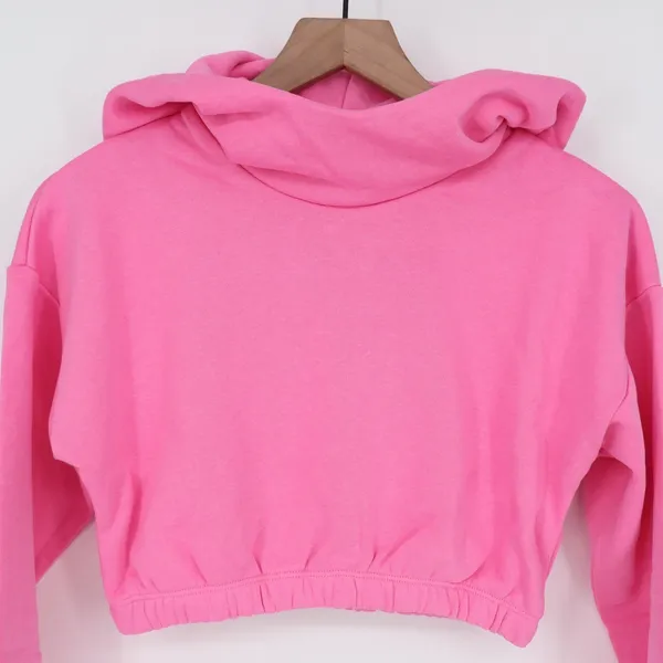 Naked Wardrobe Pink Cropped Funnel Neck Hoodie Sweatshirt Large - Image 3