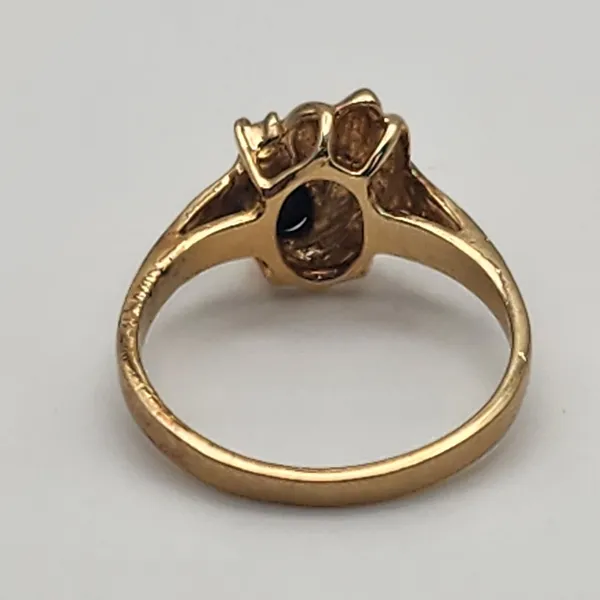 Vintage Gold Tone Sapphire & Cubic Zirconia Ring (7.25) - Image 7