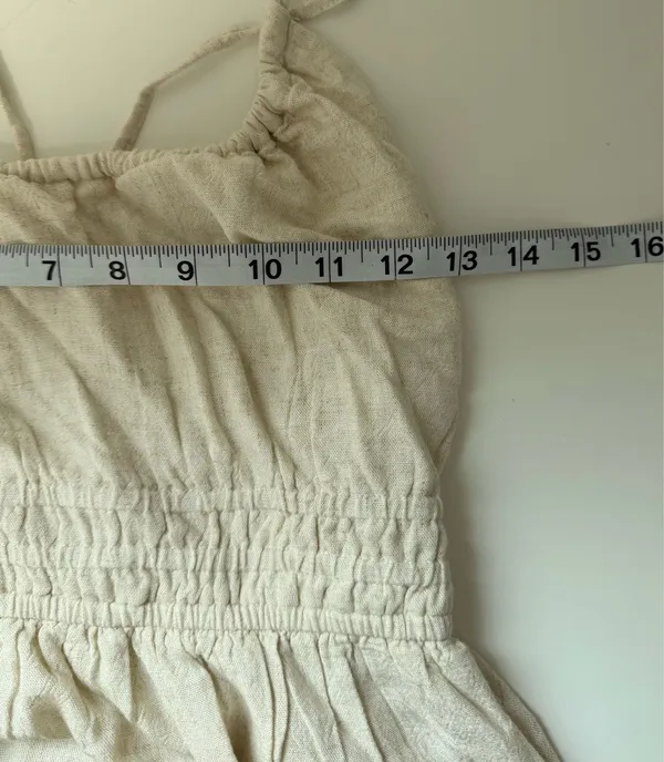 American Eagle Halter Open Back Handkerchief Hem Midi Dress Cream NWT - Image 11