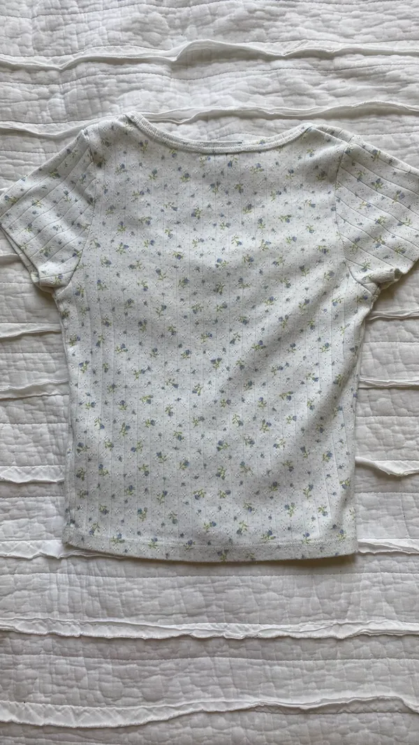 Brandy Melville White floral crop top - Image 2