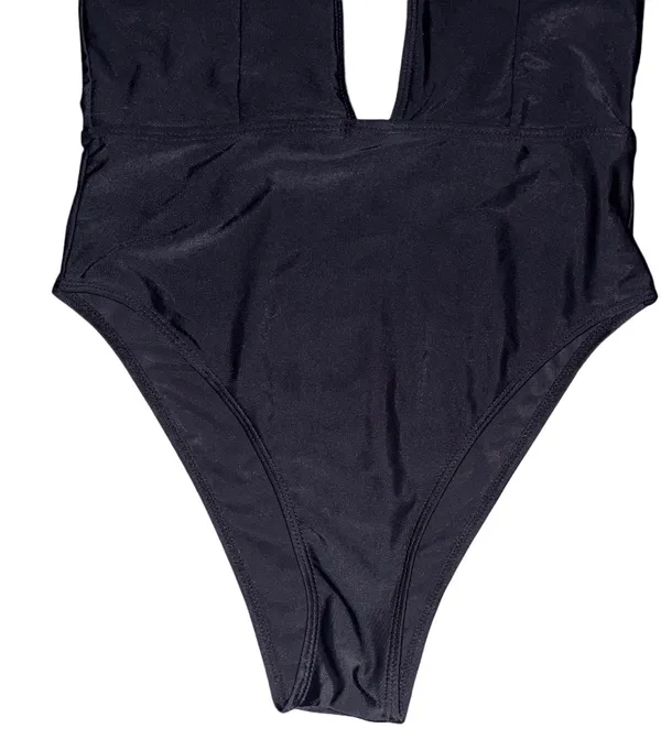 Black Plunge High Cut One Piece Swimsuit - Image 3