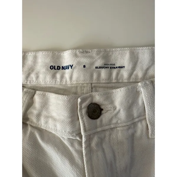 Old‎ Navy High-Rise Slouchy Straight Jeans White Cotton Denim Size 8 - Image 5