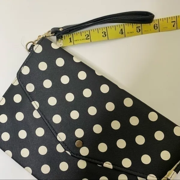 Black White Poka Dot Envelope Clutch Wristlet - Image 9