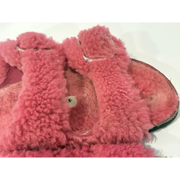 Birkenstock Arizona Big Buckle Teddy Shearling Sandals Fuchsia Pink Size 38 - Image 3