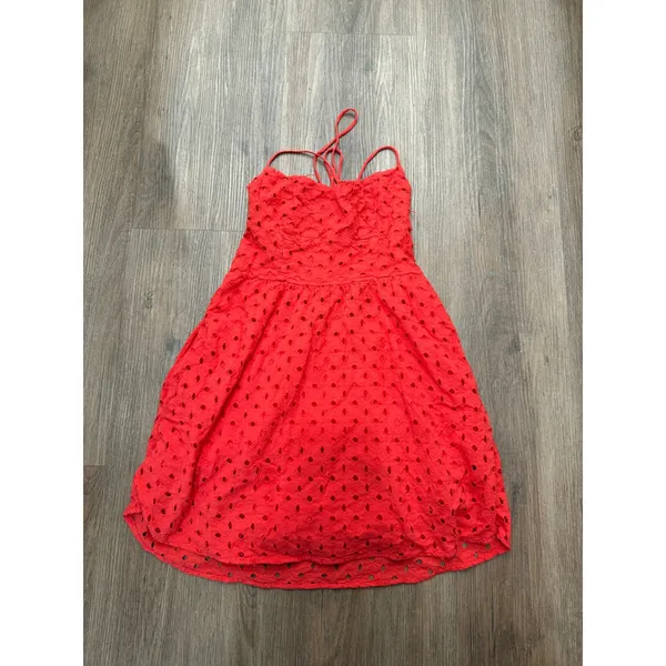 Show Me Your Mumu Red Eyelet Lace Up Back Mini Dress Small Boho Summer 1692‎ - Image 2
