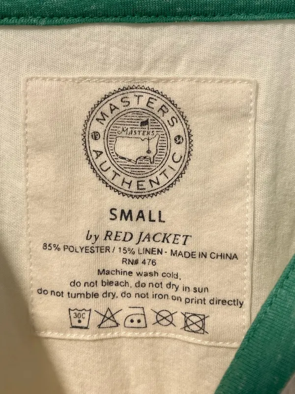 Masters Authentic by Red Jacket Logo Raglan Tshirt with front buttons size Small Green - Image 3