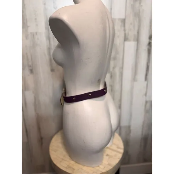 Burgundy Studded Belt Gold Hardware One Size Adjustable - Image 2