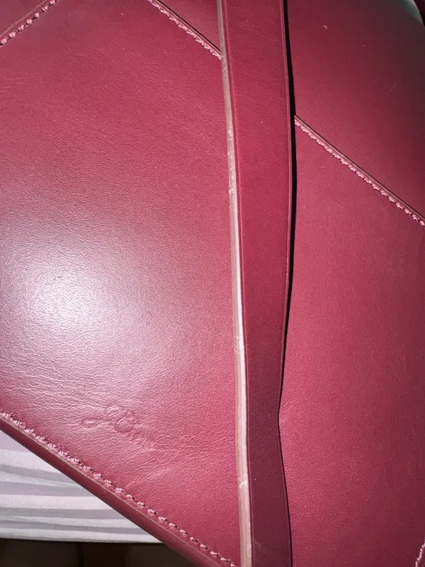 J.Crew Women's Burgundy Leather Handbag with gold hardware - Image 11