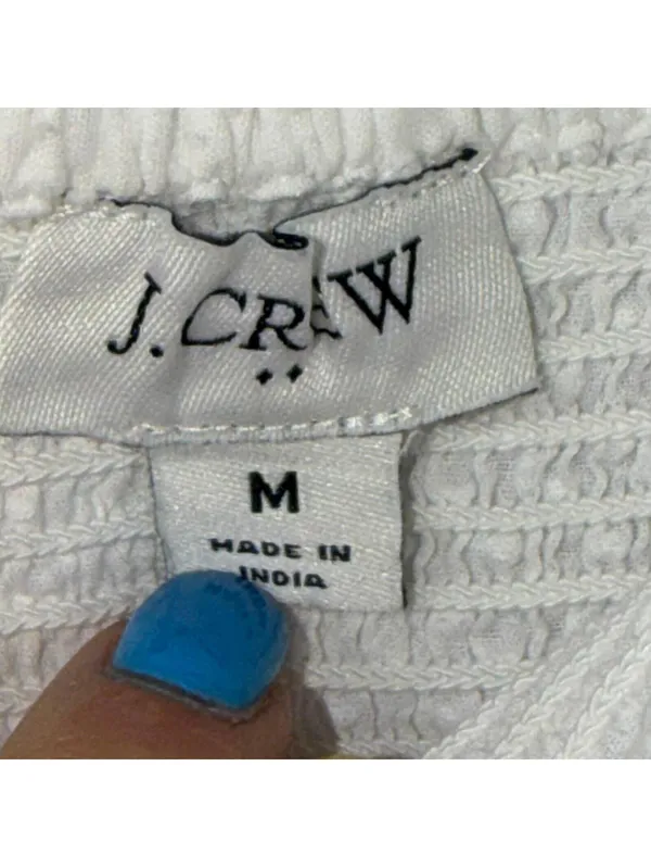 J. Crew Women’s White Smocked Tiered Midi Dress Size Medium - Image 7