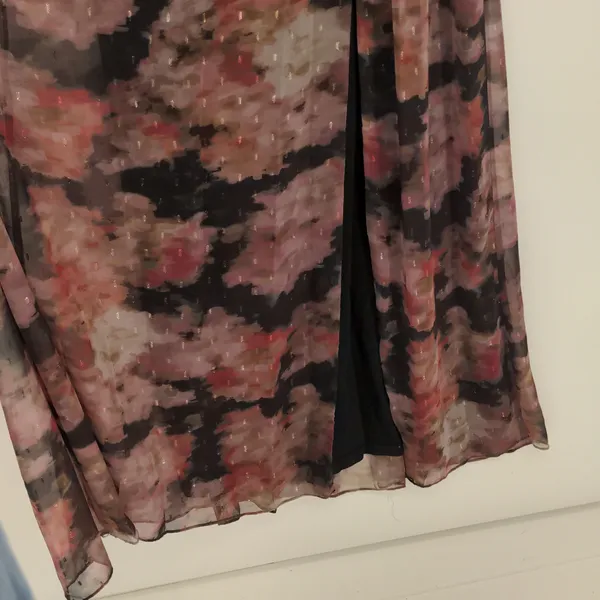 Adrianna Papell Womens Floral Chiffon Draped Gown Dress Size 8 Flowy Maxi V Neck - Image 8