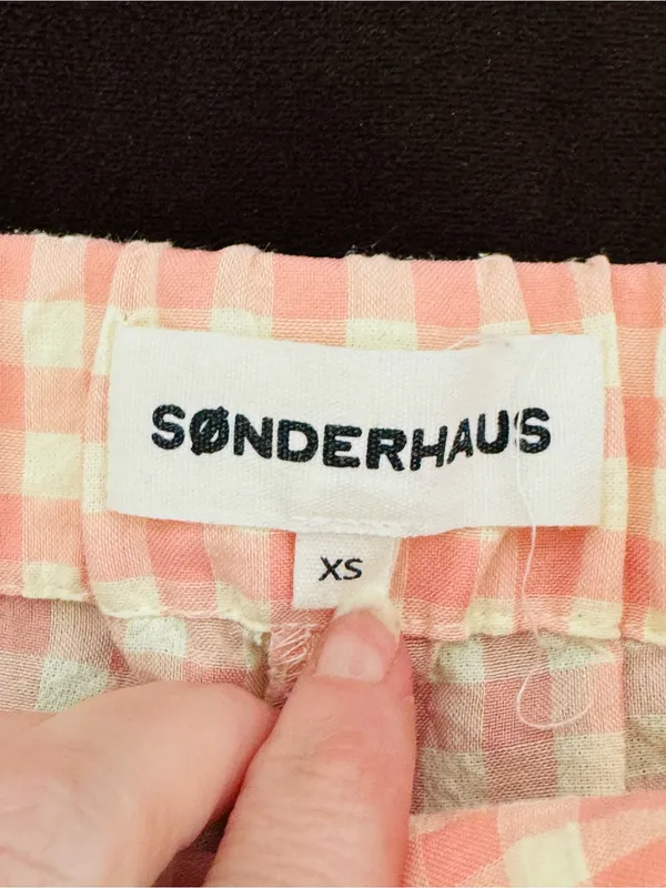 Sonderhaus Perfect Pants Pink & White Gingham Relaxed Fit Cotton Pants Size XS - Image 9