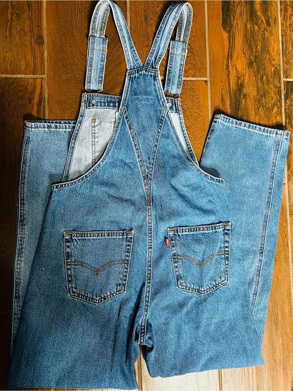 Levi’s Premium Straight Leg Denim Jeans Overalls Womens XS - Image 4