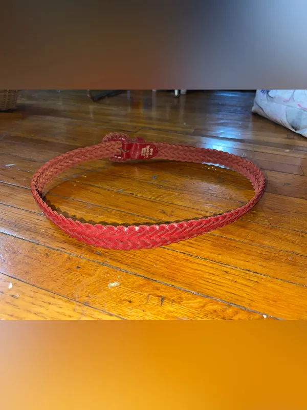Capezio Vintage Braided Red Genuine Leather Waist Belt - Sz S-M - Image 2