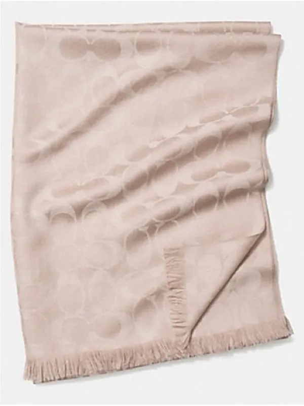 Coach Women's Signature Scarf Taupe Silk Blend - Image 2