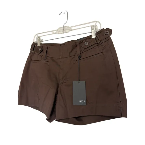 ana A New Approach Brownie Chino Shorts‎ Womens 10P Petite Stretch Buckle NWT - Image 2