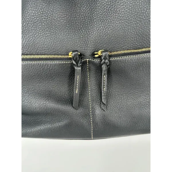 Dooney & Bourke Satchel‎ Bag Purse Black Leather Pebbled Zip Pocket Classic Tote - Image 15