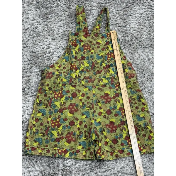 Vintage Jayli Women’s Mushroom Print Overall Shorts Retro Boho Hippie Size XL - Image 9