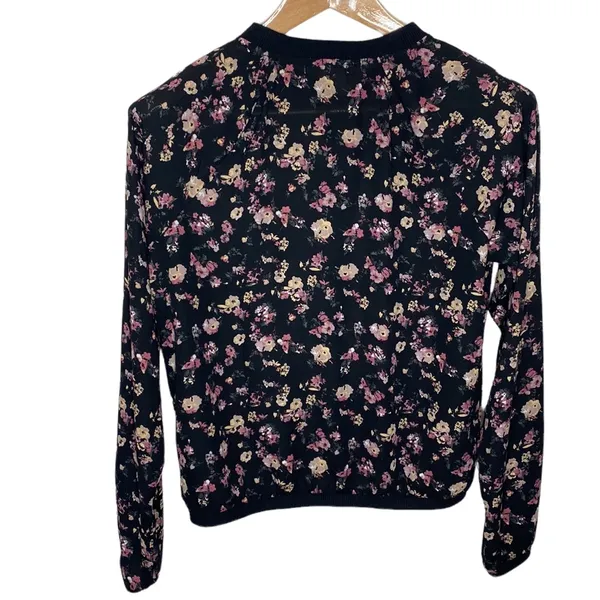 Maurices black chiffon floral print bomber jacket size M - Image 3
