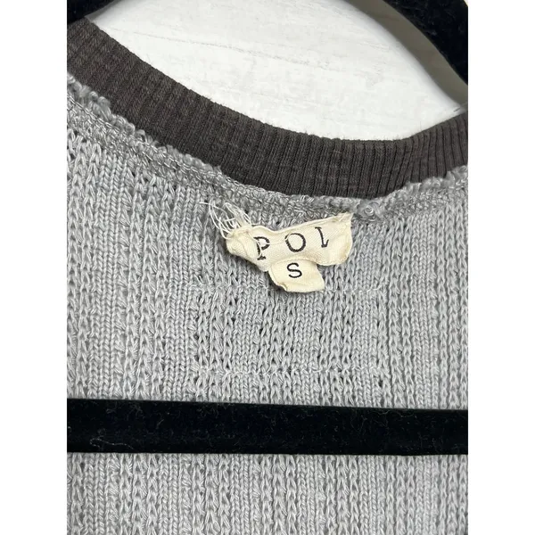 POL Patchwork Thermal Top Small Oversized Cropped Raw Hem Colorblock Boho - Image 7