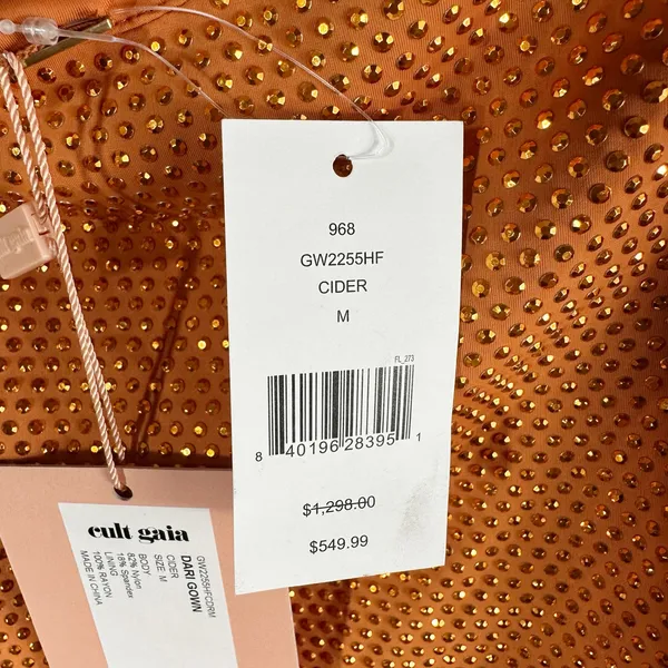 CULT GAIA Dari Metallic Cutout Column Gown Size Medium Cinder - Image 6